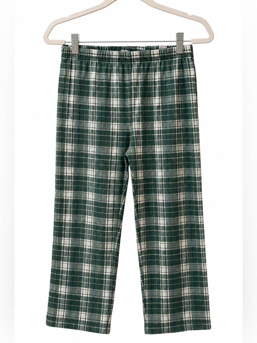 Kids Green Plaid Pajama Pants - Cozy Elastic-Waist Sleepwear